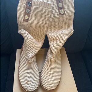 UGG Cream Knit Button Boots